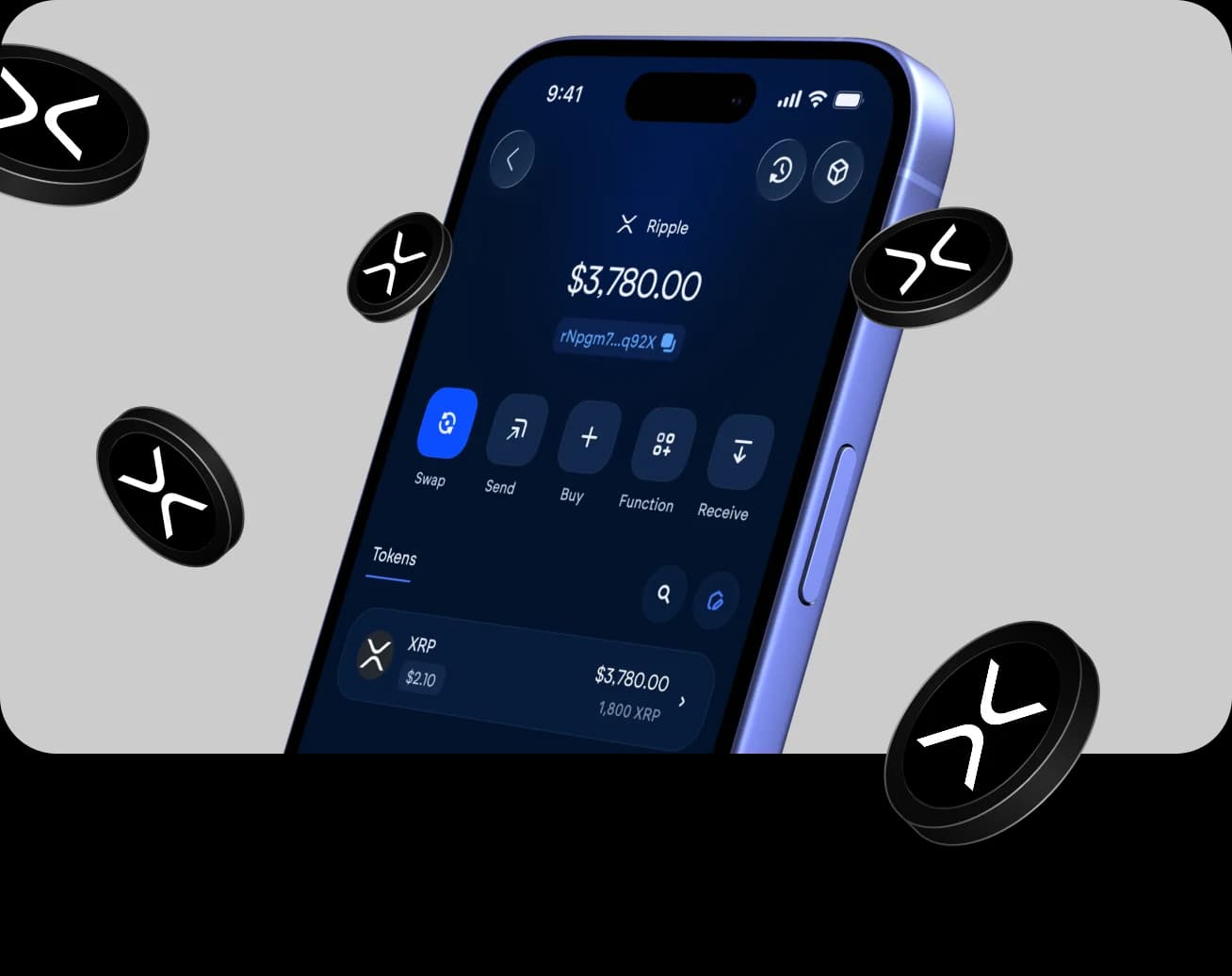 The Vultisig vault open on Ripple, with its balance and actions