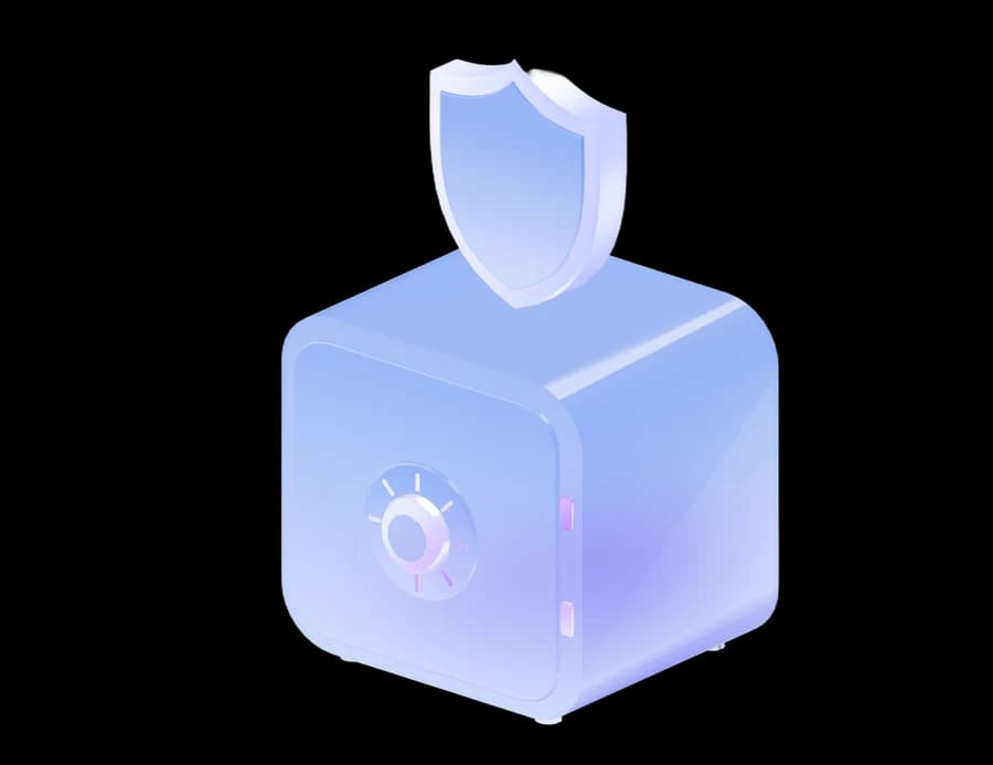 A safe with a shield resting on top of it