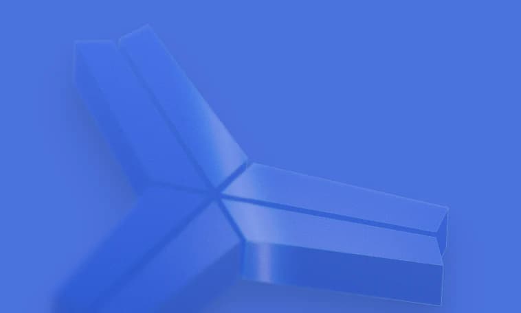 An angular 3D trophy form in deep blue